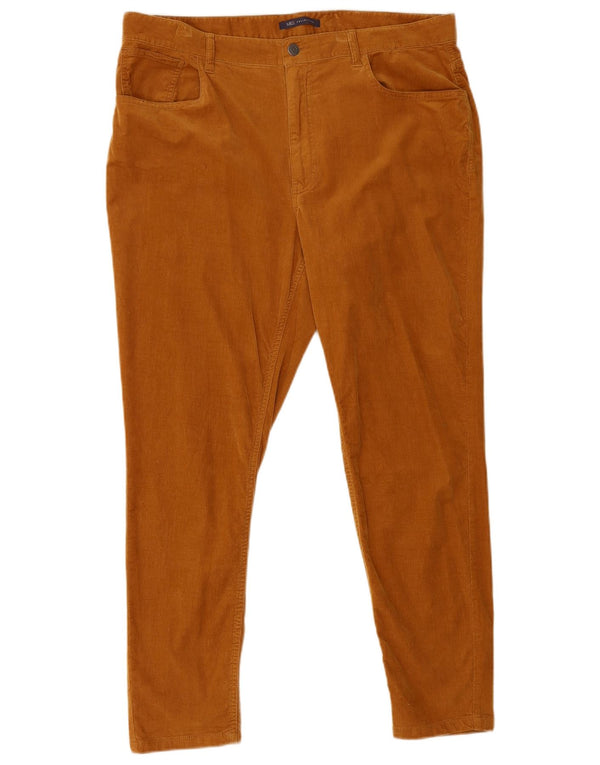 Marks & Spencer Damskie spodnie sztruksowe slim UK 18 XL W38 L28 Brązowe bawełniane