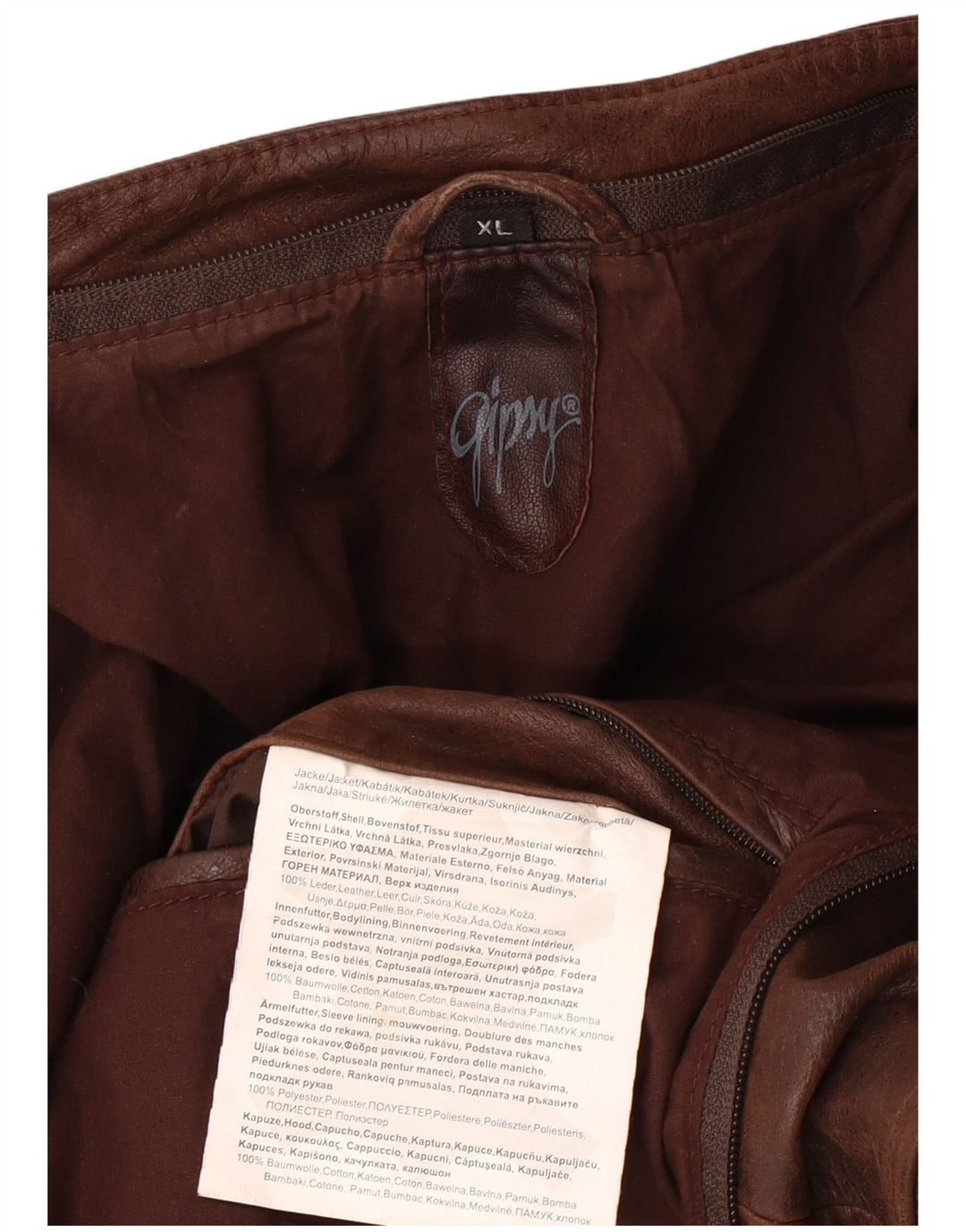 GIPSY Męska wąska skórzana kurtka UK 42 XL Brązowa skóra