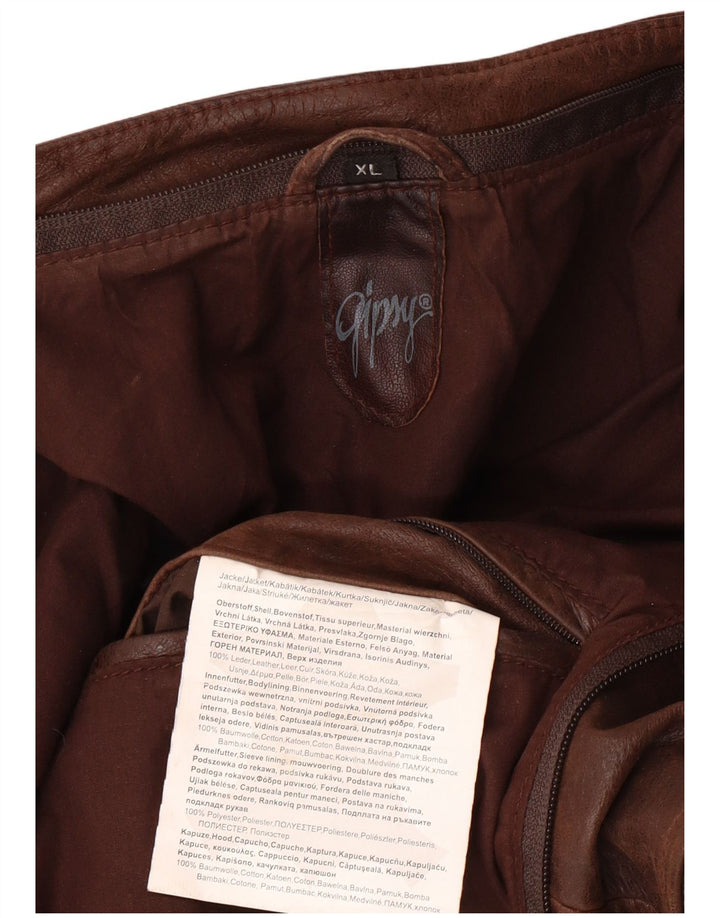 GIPSY Męska wąska skórzana kurtka UK 42 XL Brązowa skóra
