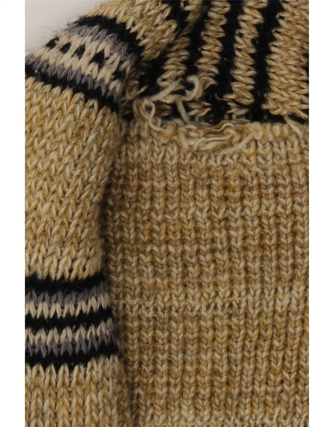 Męski sweter w stylu vintage, graficzny, otwarty kardigan, średni beż, blok kolorów