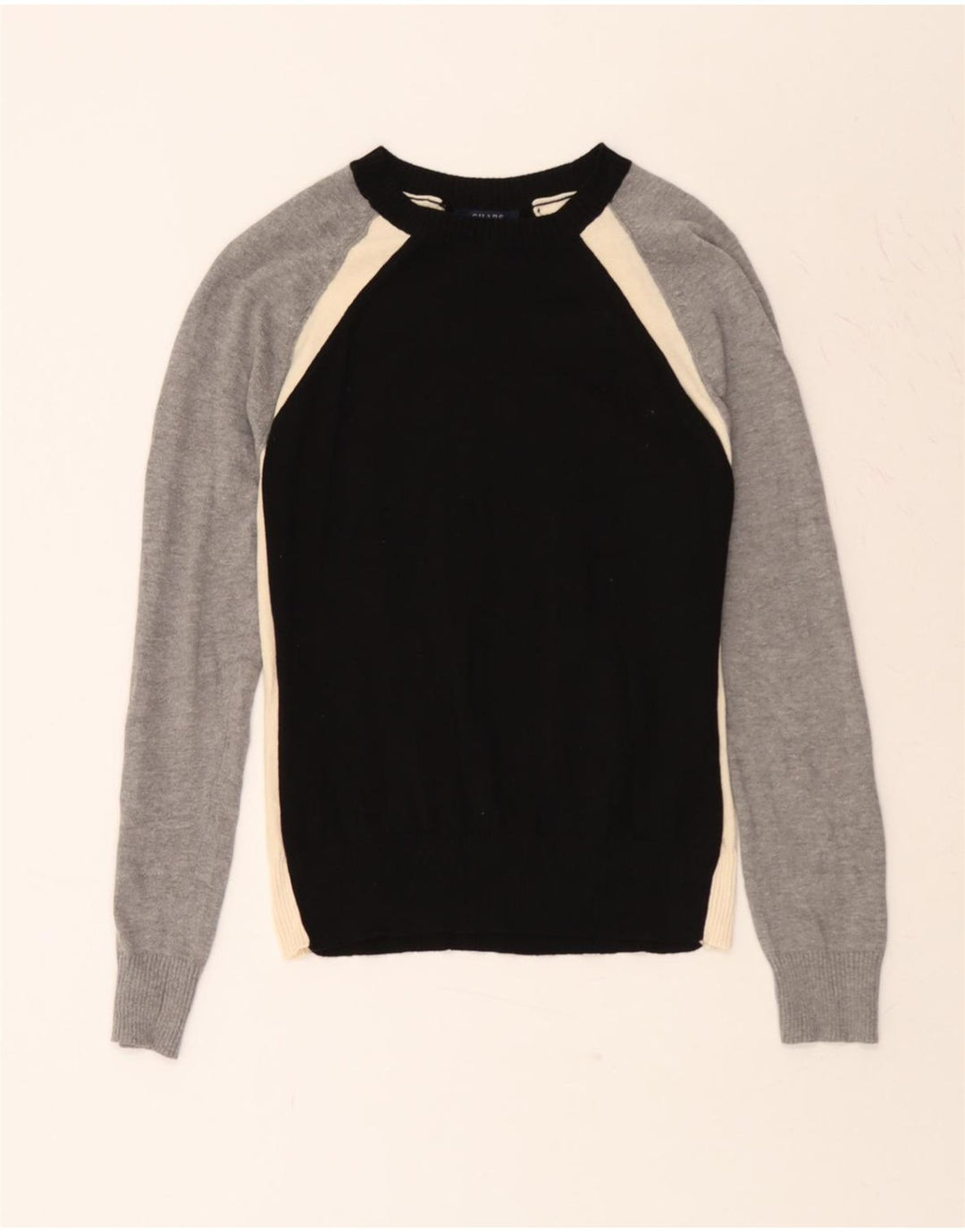 CHAPS Womens Crew Neck Jumper Sweater UK 12 Medium Black Colourblock Vintage Chaps and Second-Hand Chaps from Messina Hembry 