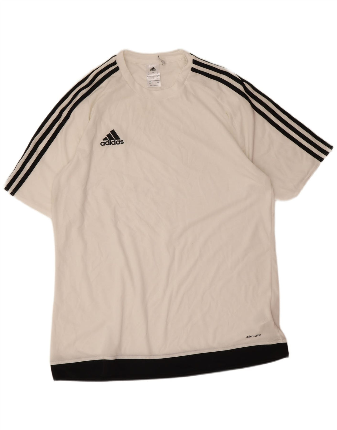 Adidas Męska koszulka Climalite Top, duża, biała, poliestrowa z blokami kolorów