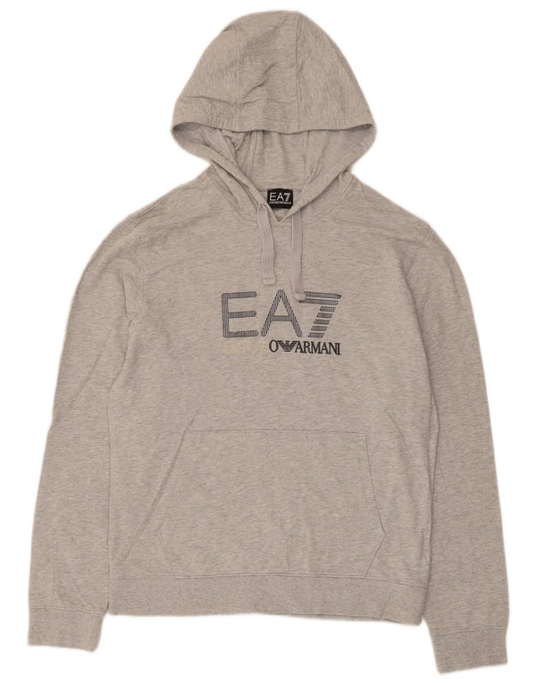 Damski sweter z kapturem Emporio Armani z grafiką UK 16, duży, szary, bawełniany