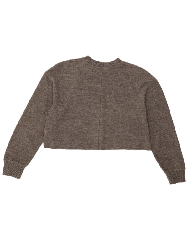 Sweter damski Zara z okrągłym dekoltem, UK 14, średnioszary, bawełniany