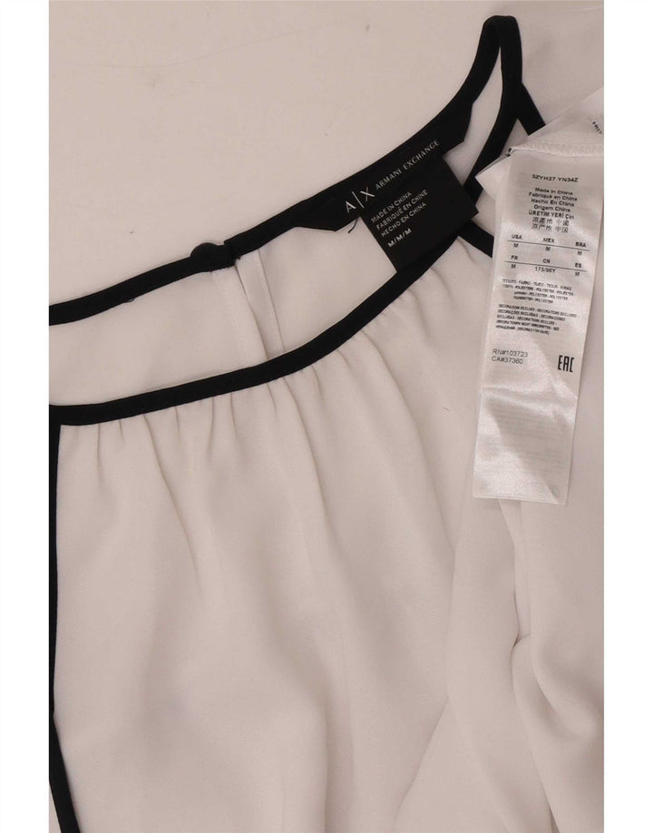 Bluzka damska Armani Exchange Top UK 14 Średni biały poliester z blokami kolorów