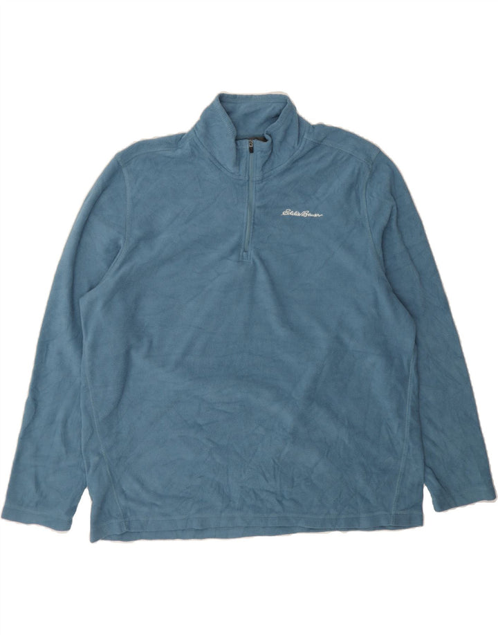 EDDIE BAUER Mens Zip Neck Fleece Jumper XL Blue Polyester Vintage Eddie Bauer and Second-Hand Eddie Bauer from Messina Hembry 