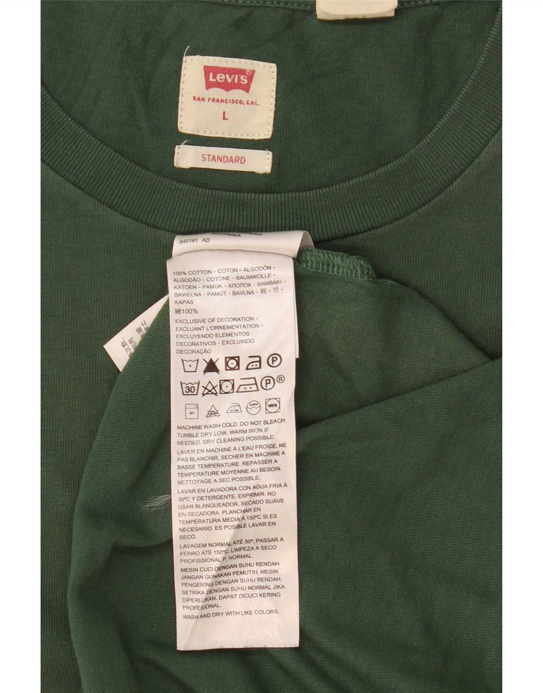 Męski T-shirt Levi's o standardowym kroju, duży, zielony, bawełniany