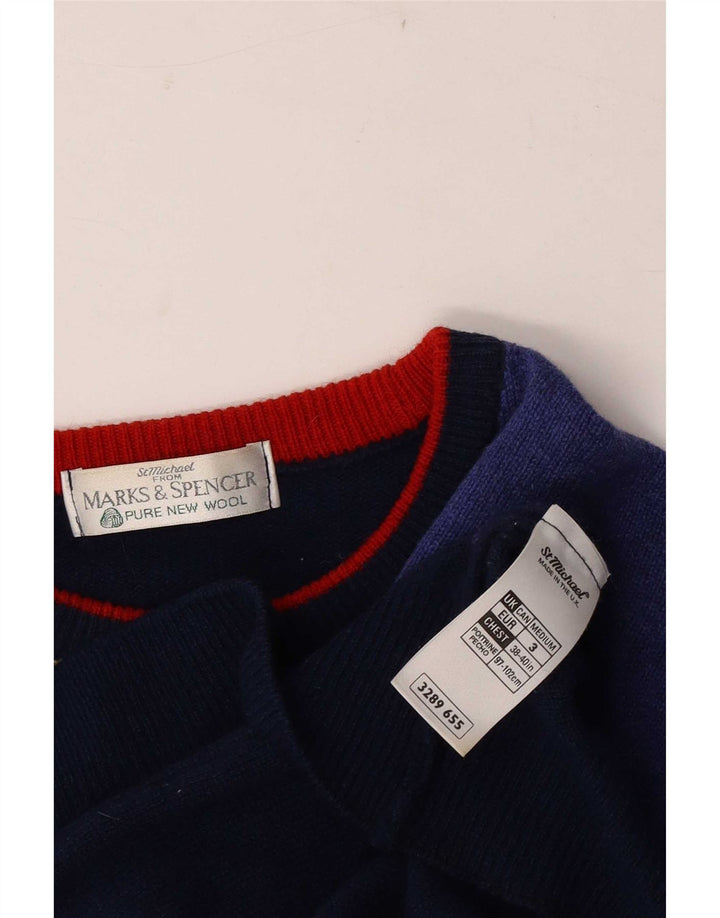 Marks & Spencer Męski sweter z okrągłym dekoltem, średni granatowy