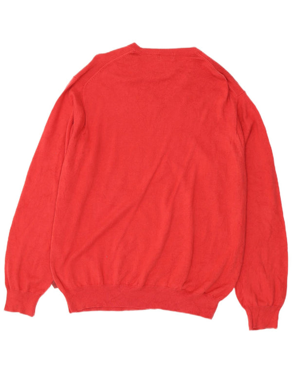 Izod Męski sweter z dekoltem w kształcie litery V, XL, czerwony, bawełniany