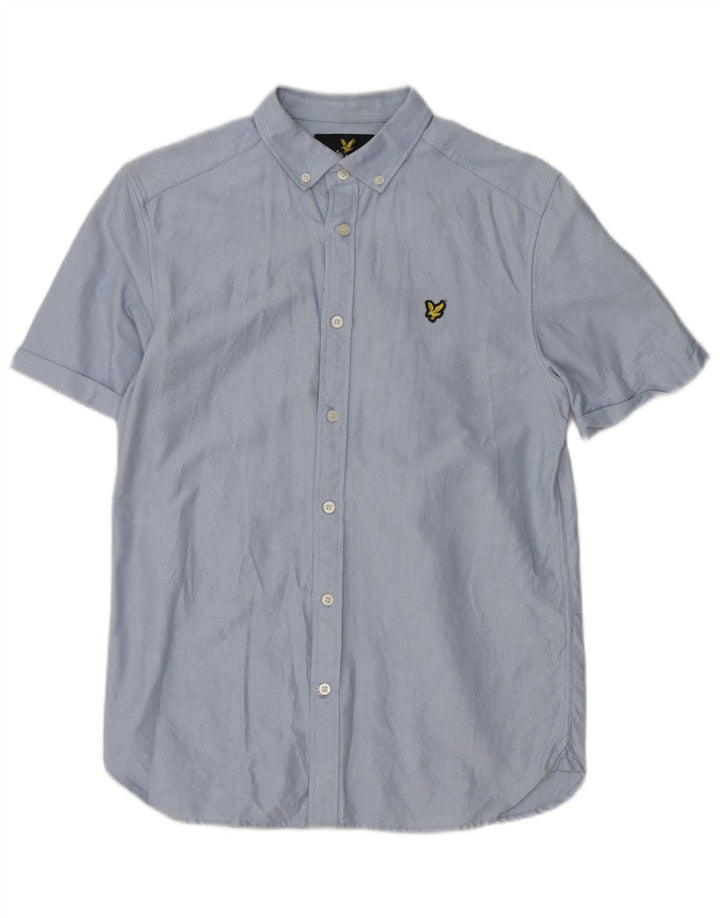 Męska koszula z krótkim rękawem Lyle & Scott, mała, niebieska, bawełniana