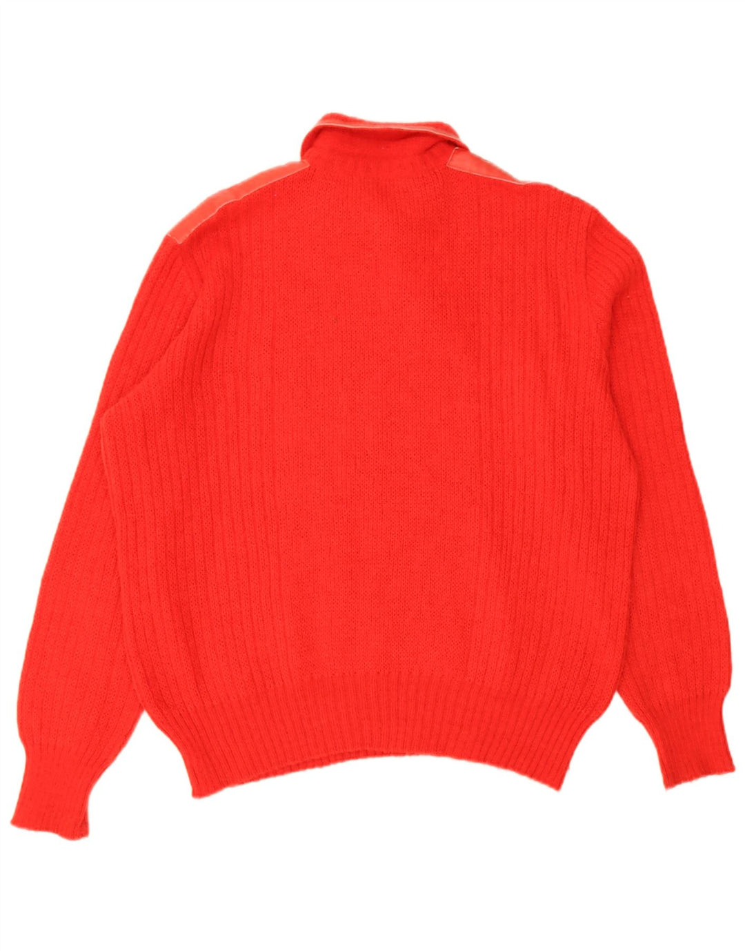 Vintage męski sweter polo z dekoltem w serek, duża czerwona wełna z alpaki