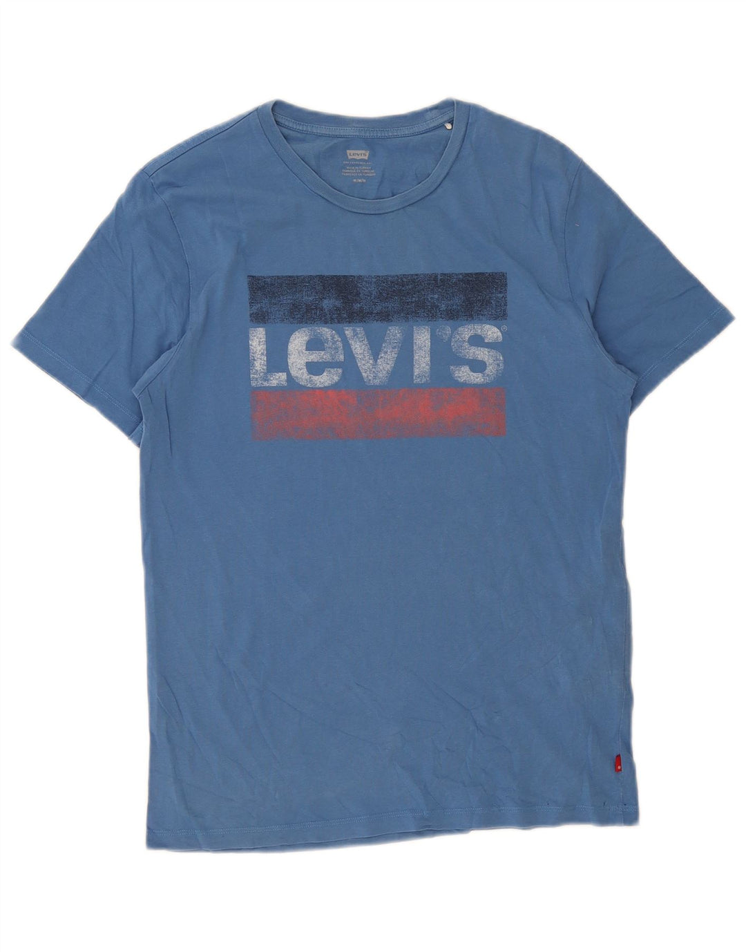 Męska koszulka z grafiką Levi's, średnia niebieska bawełna