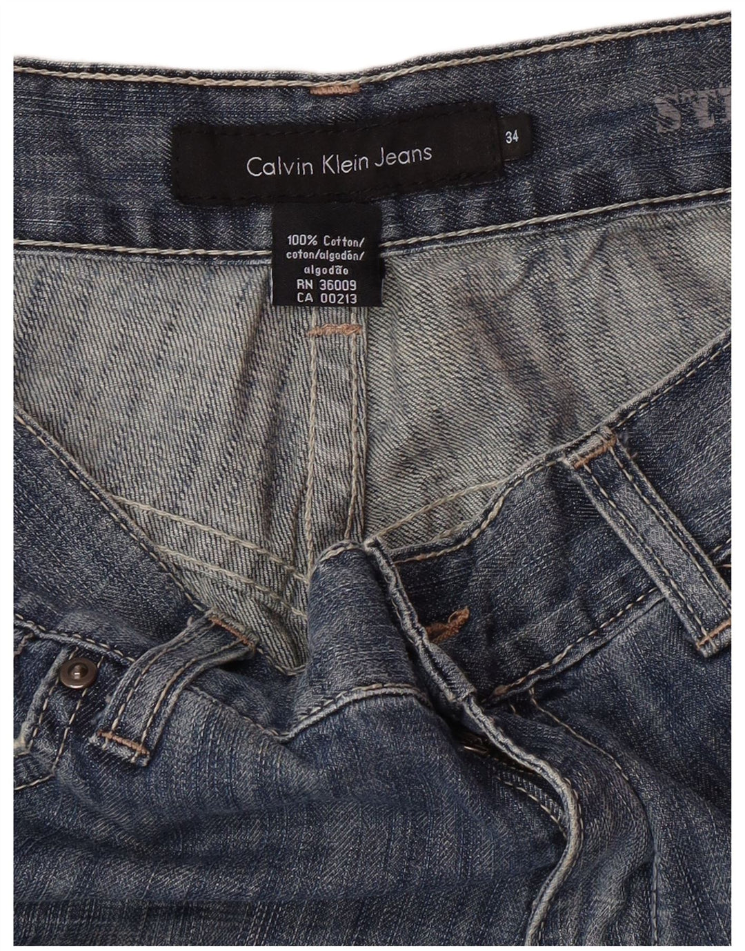 CALVIN KLEIN Męskie proste dżinsy W34 L30 Niebieskie, bawełniane