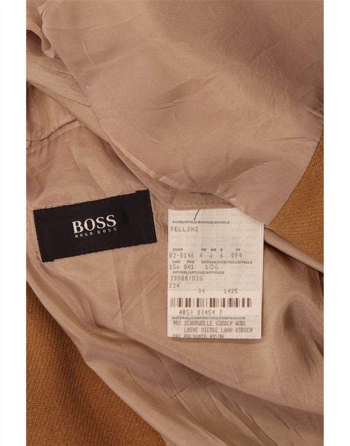 Męska marynarka zapinana na 3 guziki Hugo Boss UK 42 XL Beżowa wełna