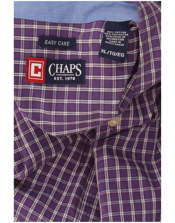 Koszula męska Chaps Easy Care XL, bawełniana w fioletową kratkę