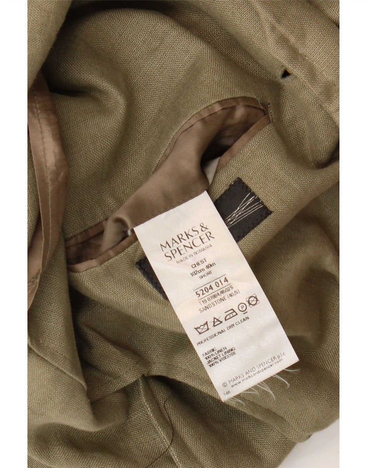 Marks & Spencer Męska marynarka zapinana na 3 guziki UK 40, średnia, lniana khaki