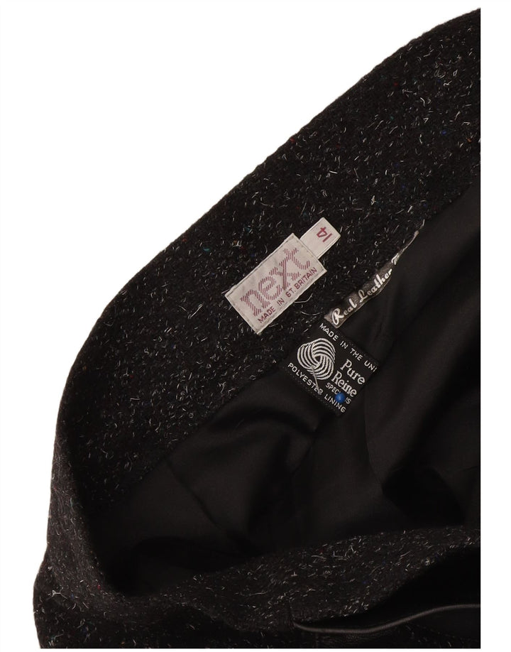 Dalej Damska spódnica midi UK 14 Medium W32 Czarna nakrapiana wełna merynosów