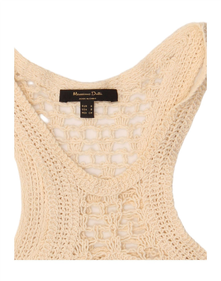 Damska kamizelka szydełkowa Massimo Dutti Top UK 10 Small Beige