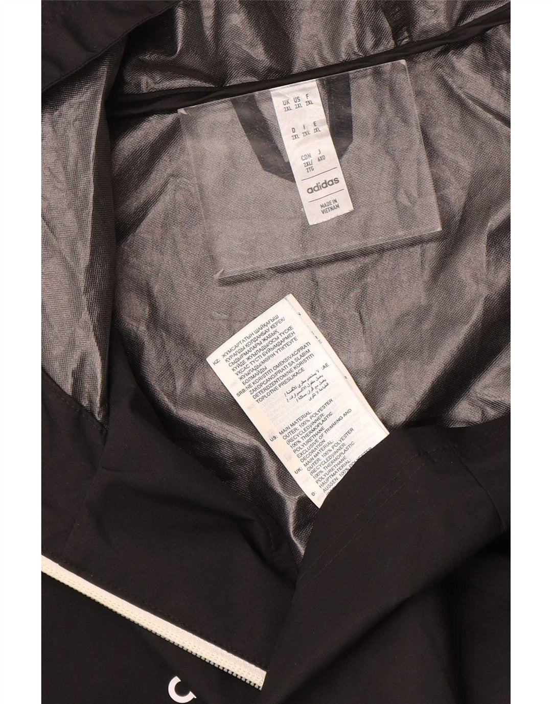 Męska kurtka przeciwdeszczowa Adidas z kapturem UK 44 2XL Czarny poliester