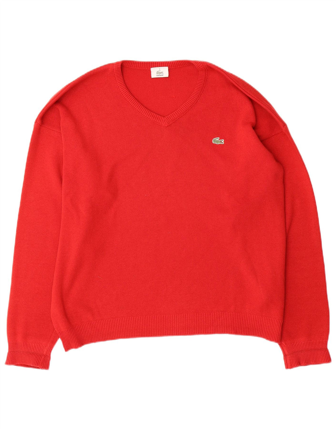 Męski sweter Lacoste z dekoltem w kształcie litery V, rozmiar 5, duży, czerwony, bawełniany