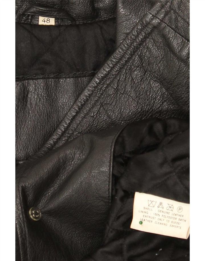 Vintage damski płaszcz skórzany IT 48 XL czarny