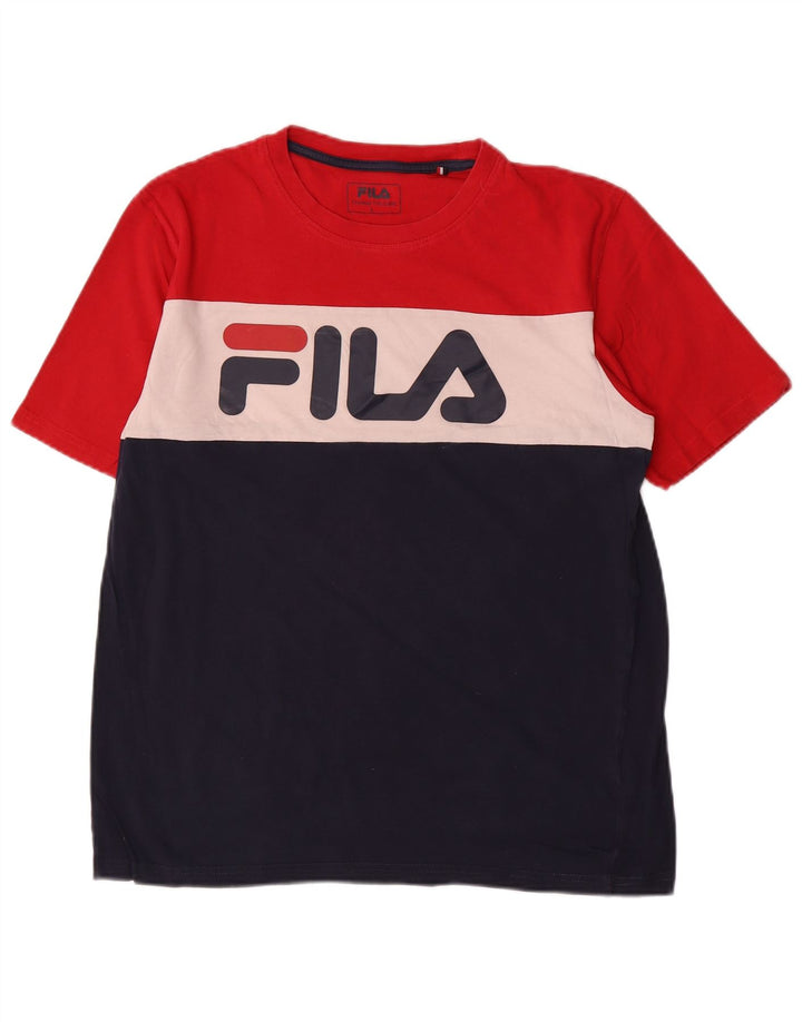 Męski T-shirt z grafiką Fila, duży, wielokolorowy blok kolorów
