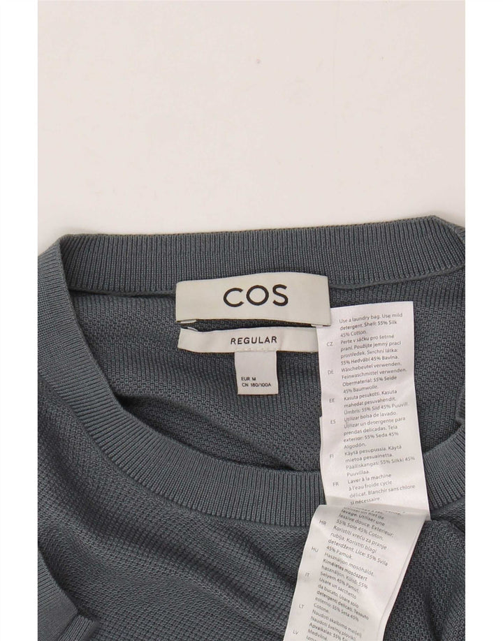 Cos Męski t-shirt o regularnym kroju, średni niebieski jedwab