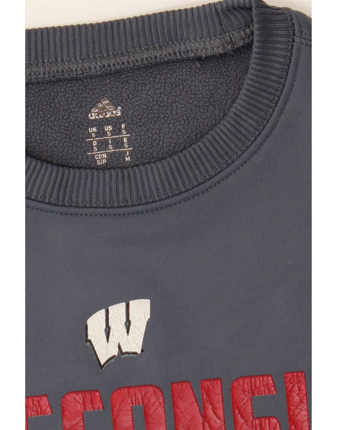 ADIDAS Mens Wisconsin Badgers Graphic Sweatshirt Jumper Small Blue Vintage Adidas and Second-Hand Adidas from Messina Hembry 