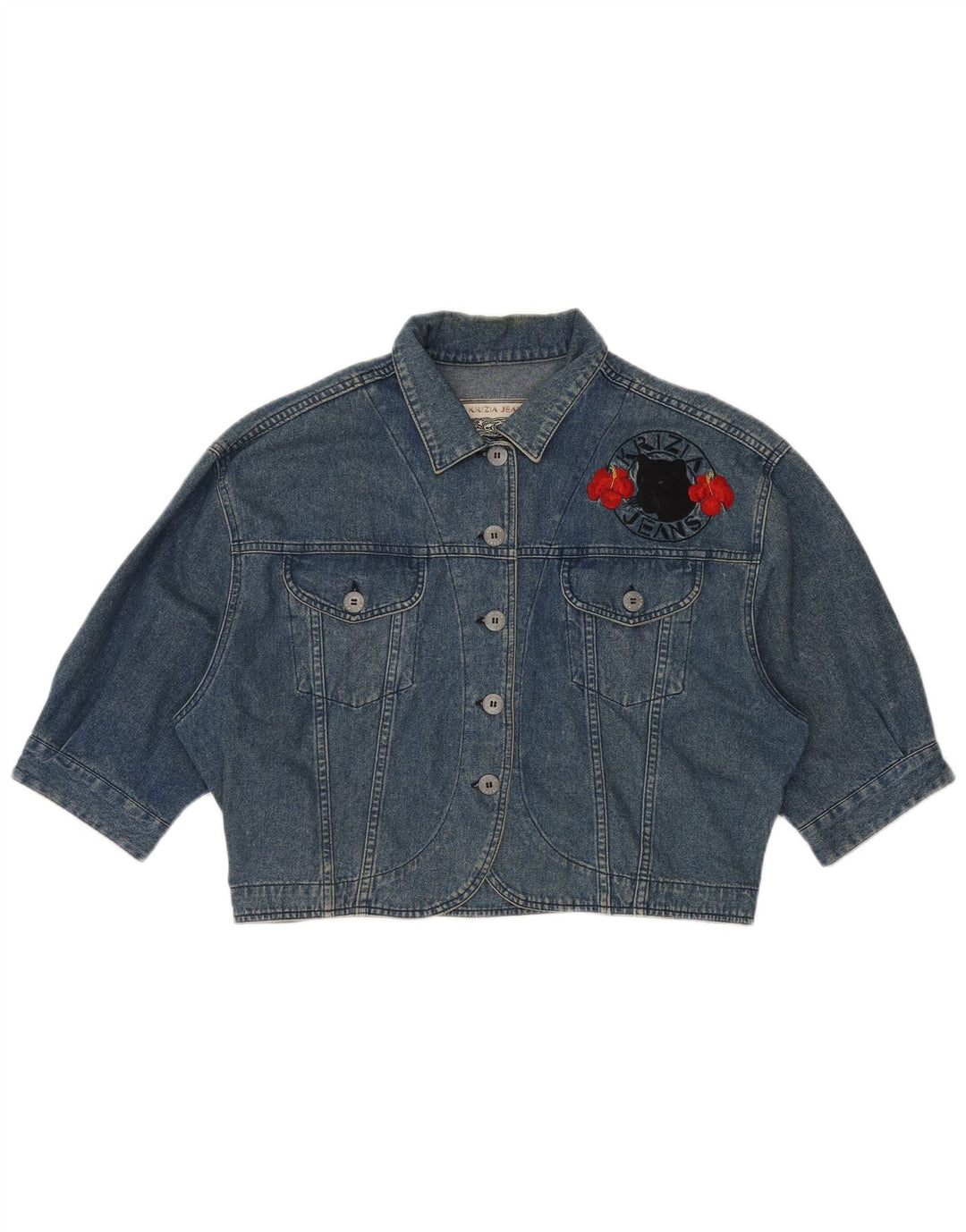 KRIZIA JEANS Damska kurtka dżinsowa typu oversize IT 44 w kolorze średniego niebieskiego w kwiaty