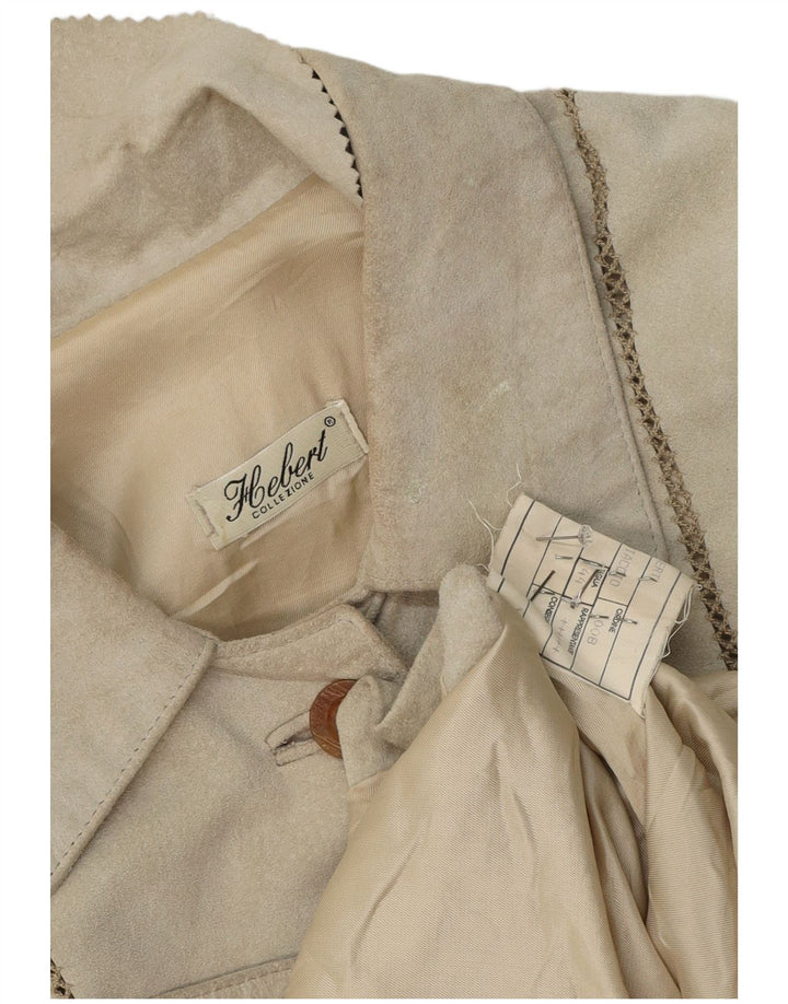 Vintage damski zamszowy płaszcz IT 44 średniej szarej skóry