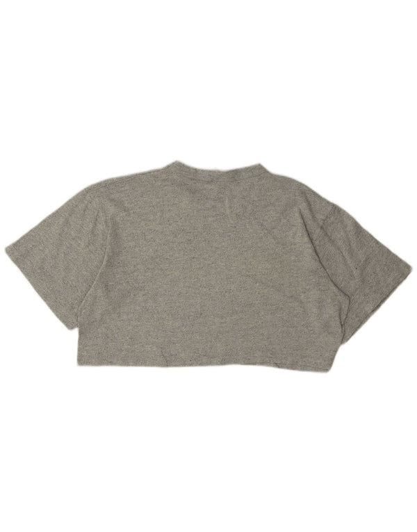 Damska koszulka Champion Crop Graphic Top UK 16, duża, szara, nakrapiana bawełna