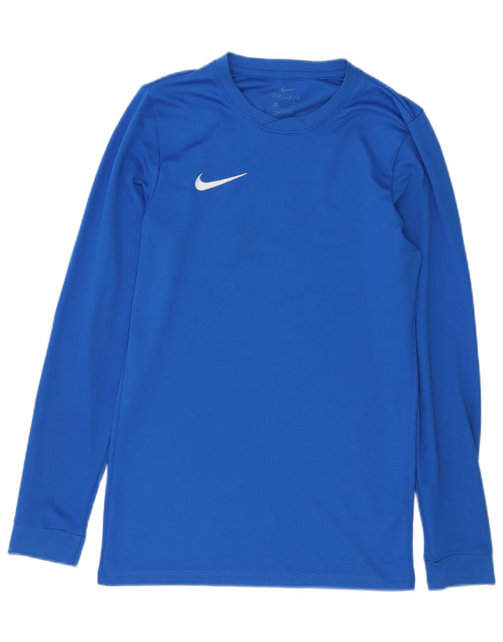 Męska koszulka Nike Dri Fit z długim rękawem, mała, niebieska, poliestrowa
