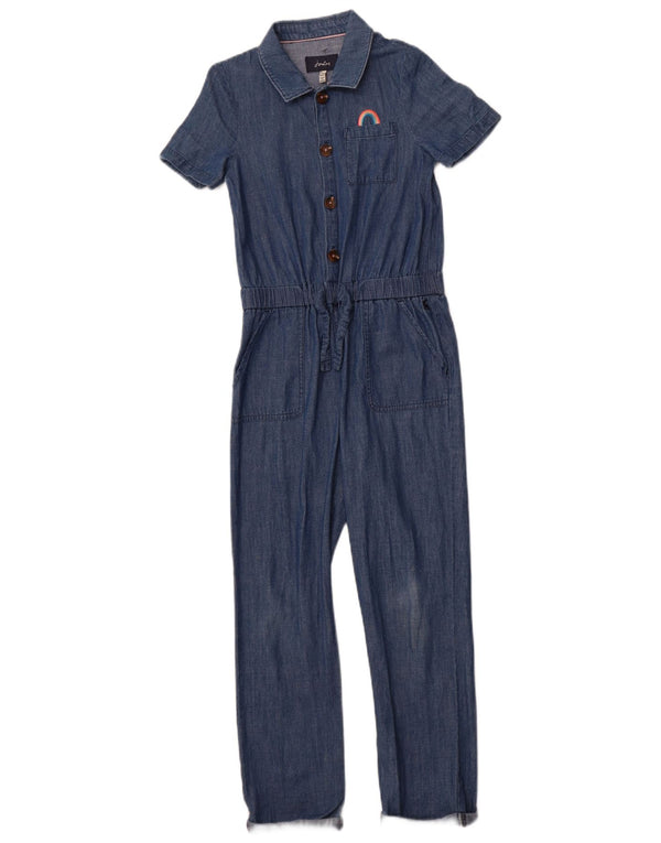 JOULES Girls Denim Jumpsuit 7-8 Years Blue Cotton