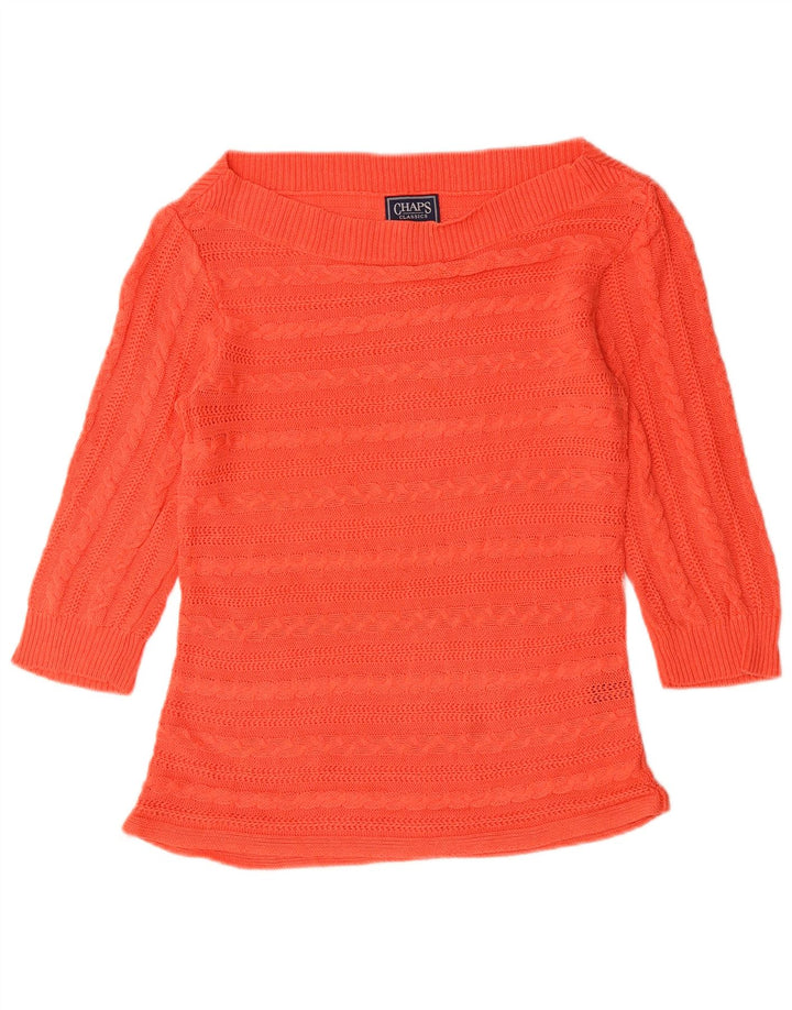 Damski sweter CHAPS Classics z dekoltem w łódkę UK 12 Średni pomarańczowy