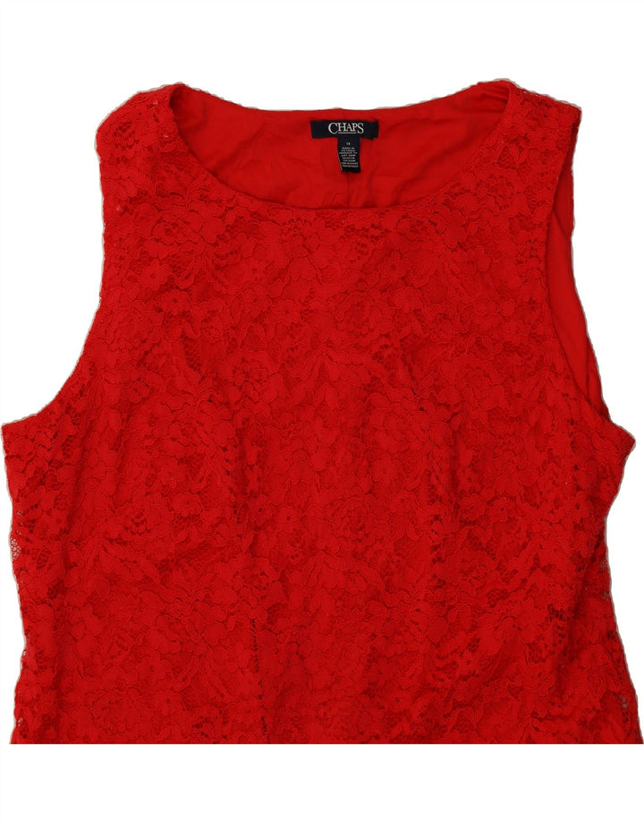 CHAPS Womens Sleeveless A-Line Dress US 16 2XL Red Nylon Vintage Chaps and Second-Hand Chaps from Messina Hembry 