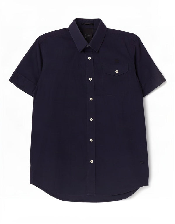 G-Star Mens Short Sleeve Shirt Medium Navy Blue Cotton