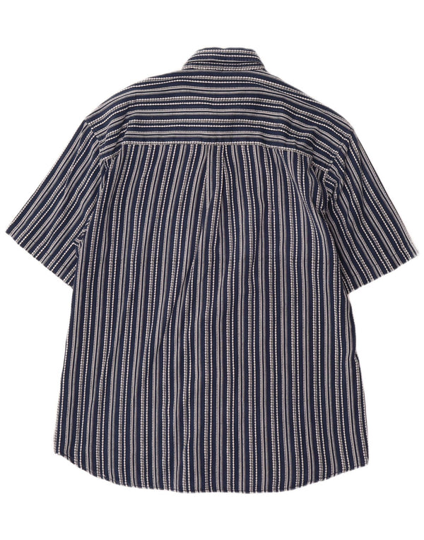 VINTAGE Męska koszula Steve z krótkim rękawem XL, bawełniana w granatowe paski