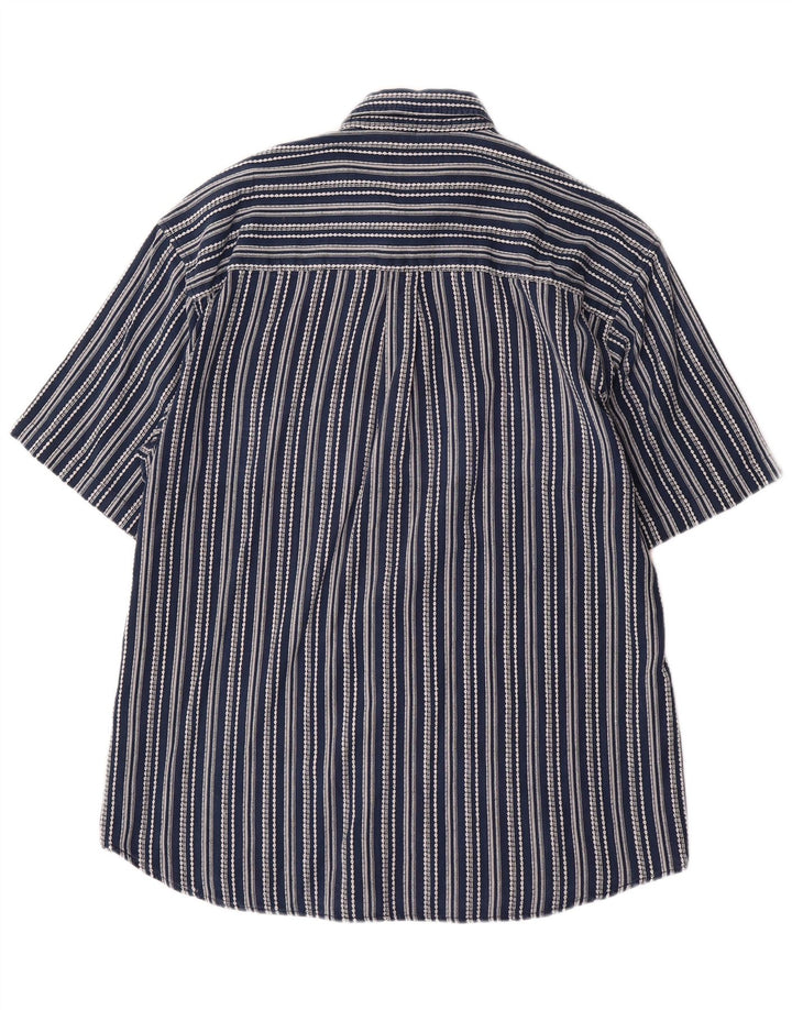 VINTAGE Męska koszula Steve z krótkim rękawem XL, bawełniana w granatowe paski