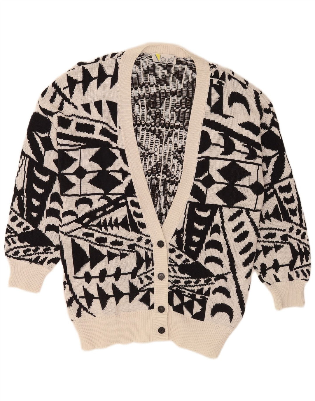 Damski sweter z długim rękawem Laurel IT 42 Średni czarny geometryczny retro