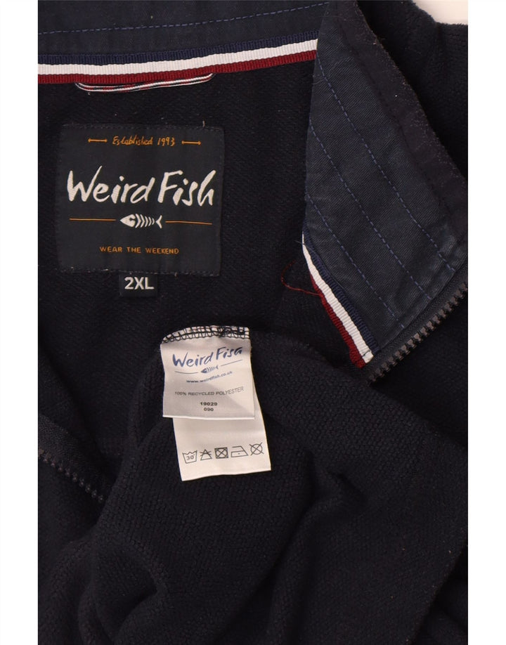 Męski sweter polarowy Weird Fish z zamkiem błyskawicznym, 2XL, granatowy, poliester