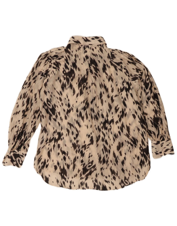 Massimo Dutti Womens Oversized Shirt EU 34 2XS Off White Animal Print