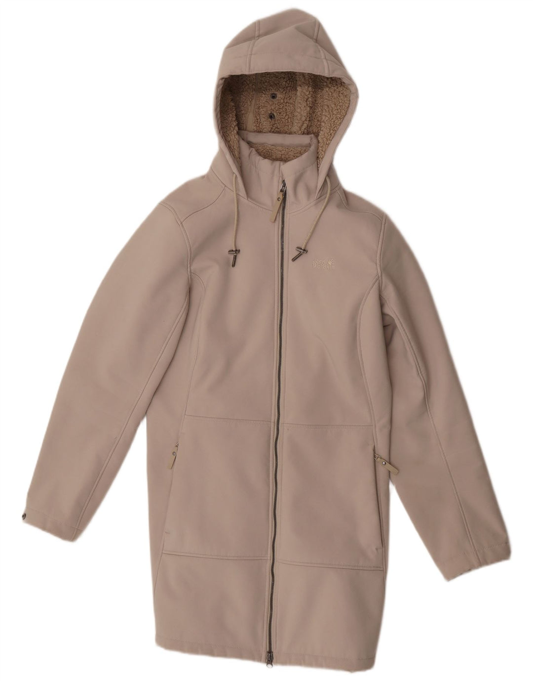 Damski płaszcz wiatrówka z kapturem Jack Wolfskin UK 10/12 średni beż