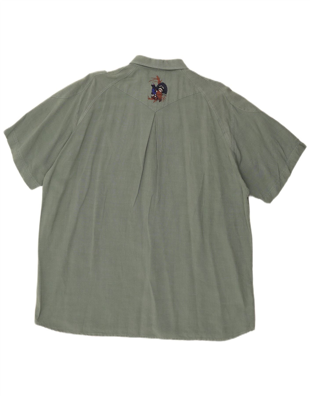 Koszula męska z krótkim rękawem w stylu vintage 2XL w kolorze zielonym