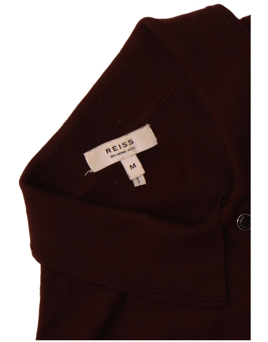 Męski sweter polo Reiss, średnio bordowa, wełna merynosowa