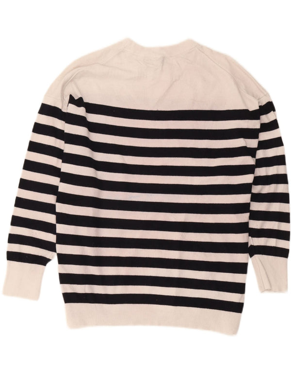 Damski sweter oversize Zara z okrągłym dekoltem UK 16, duże białe paski