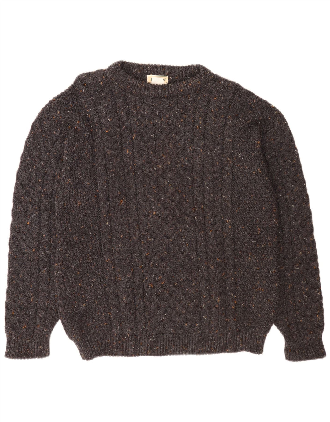 L.L.Bean Męski sweter z dekoltem w łódkę, duży, szary, wełniany w cętki