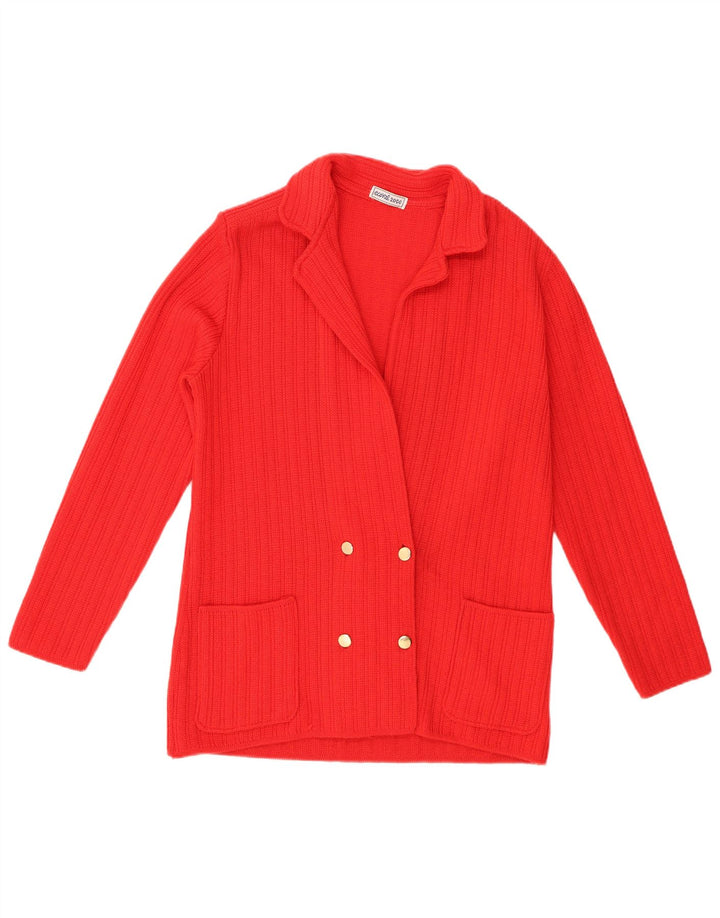 Vintage damski sweter rozpinany US 6, średnia czerwona dziewicza wełna