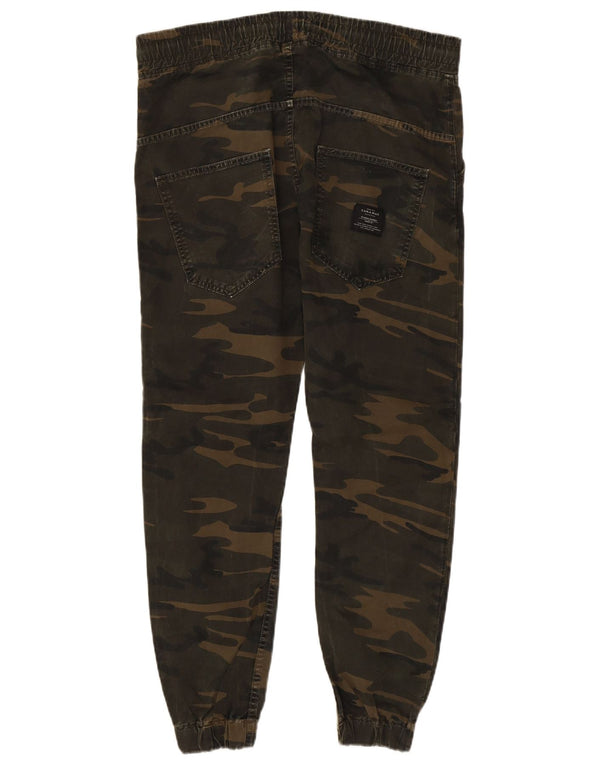 Męskie spodnie chino do biegania Zara, duże W32 L27, khaki, bawełna w kamuflażu