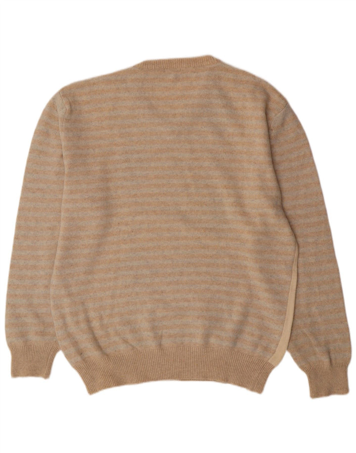 Sweter męski w stylu vintage z dekoltem w kształcie litery V, 2XL, beżowy Argyle/diamentowa wełna owcza