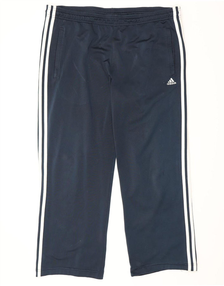 Męskie spodnie dresowe Adidas, duże, granatowe, poliestrowe